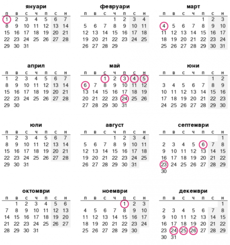 Официални почивни дни, ваканции и празници през 2024 г.